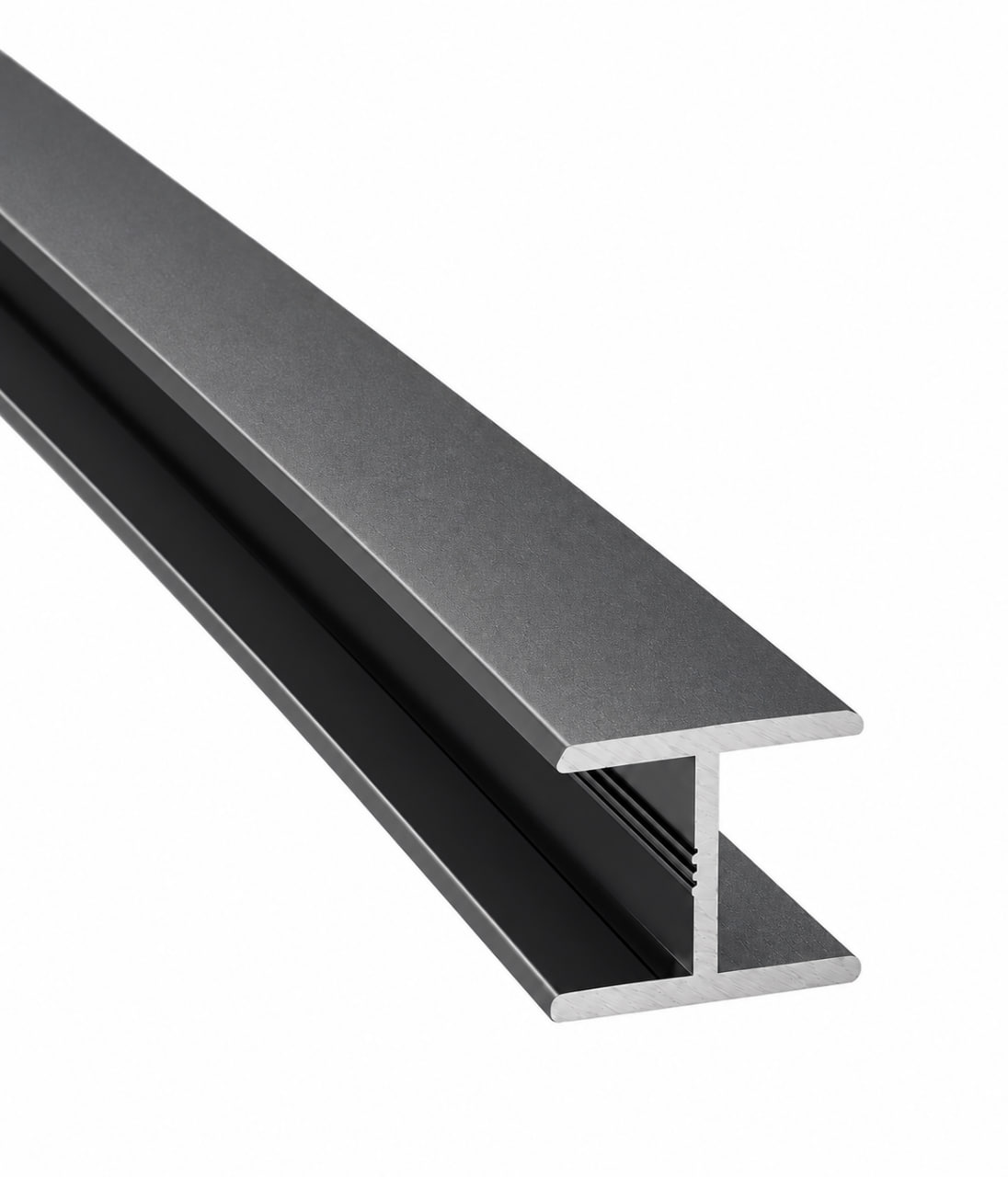 Aluminium-Glasverbinder H-ALU mit schwarzen Glaseinlagen